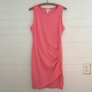 Leith Ruched Bodycon Tank Dress - Coral Pink L
